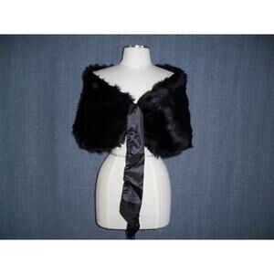 Black Faux Fur Wrap Stole shawl wedding cape Formal Evening Cape wrap stole